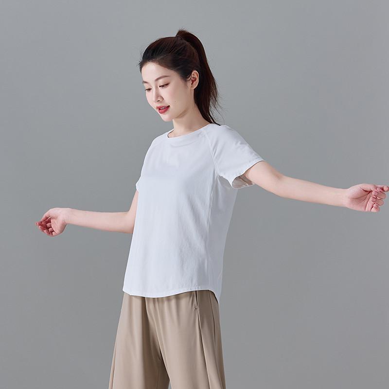Casual sports short sleeved t-shirt women's 2026 summer loose and versatile solid color top