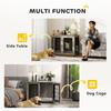 Indoor Dog Crate Furniture End Table With Soft Washable Cushion Lockable Front Door For Large Dogs Grey