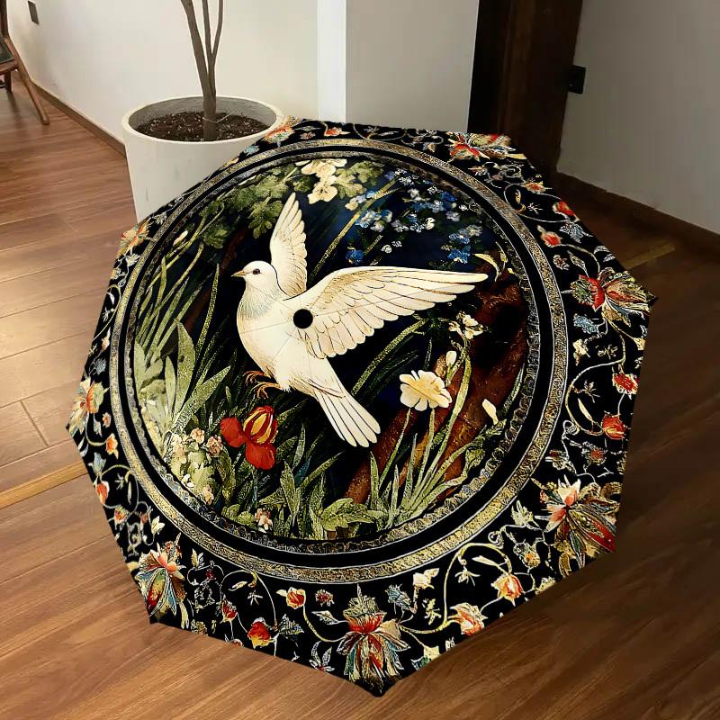1PC Dove Flowers Umbrella-8-Rib Reinforced, Automatic Open, Lightweight & Durable, Cute Fashion Accessory for Outdoor-W135