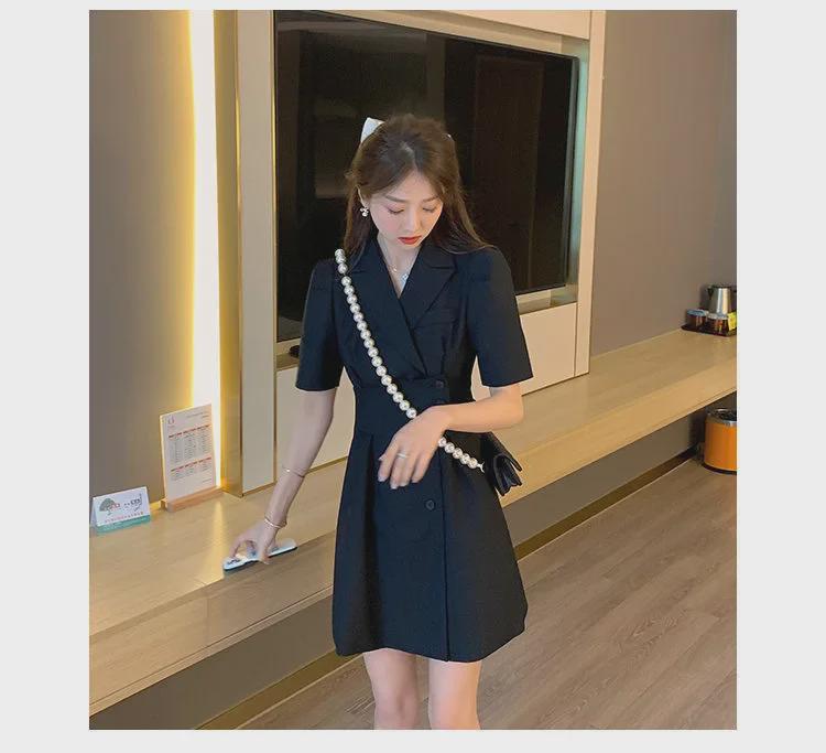 Женское летнее платье-костюм 2023 года с утягивающим воротником – короткий рукав, стиль High-End