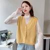 Women's Autumn and Winter Sleeveless Cardigan Fashionable Twist Stitch V-Neck Short Knitted Vest Versatile Sweater Gilet