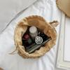 Summer Handmade Crossbody Bag for Women Beach Weaving Drawstring Straw Bucket Shoulder Bag