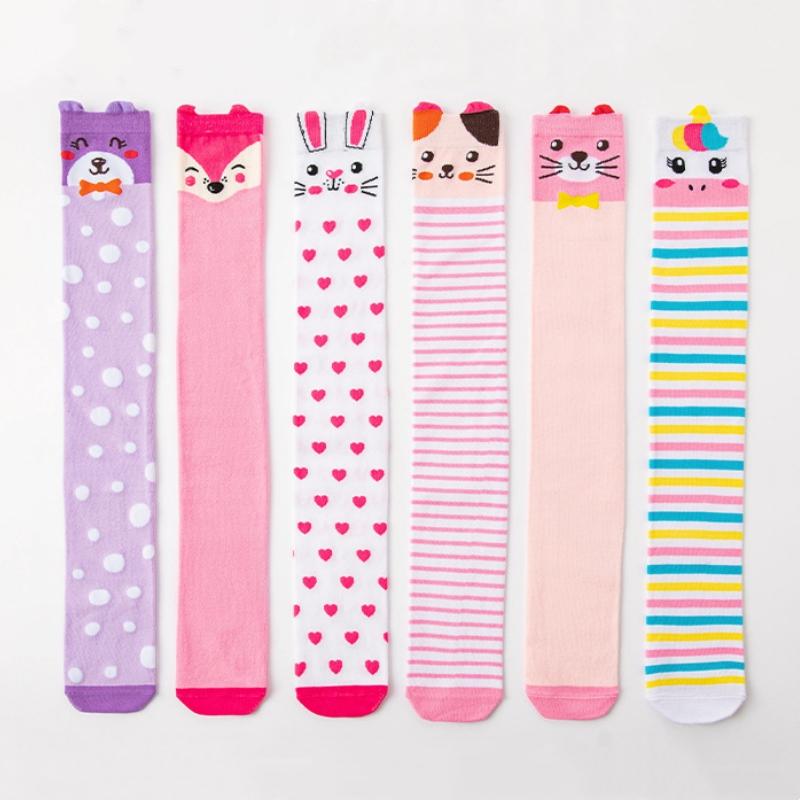 Spring Autumn Girls Cotton Over The Knee Long Lovely Stockings Cartoon Cartoon Kids Child Knee High Socks Infant Baby Socks