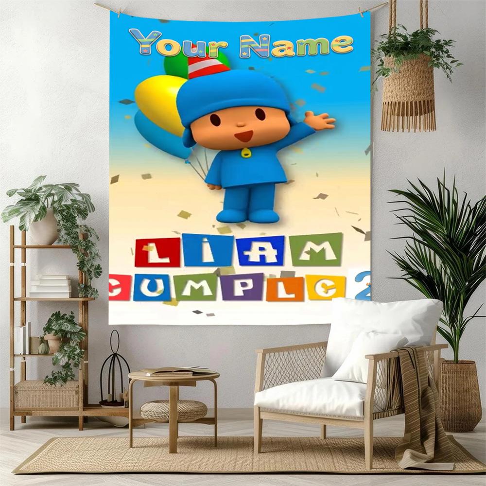 Pocoyo Customize Your Name Tapestry Aesthetic Wall Tapestry Machine Washable Perfect for Living Room Decor Ideal for All Seasons