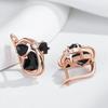 Сверкающие черные натуральные цирконы английские серьги для женщин цвет розового золота винтажные для свадебной вечеринки изысканные повседневные украшения