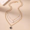 Elegant Multi Layer Rose Flower Pendant Necklaces for Women Girls Pearl Necklace Birthday Party Jewelry Gift
