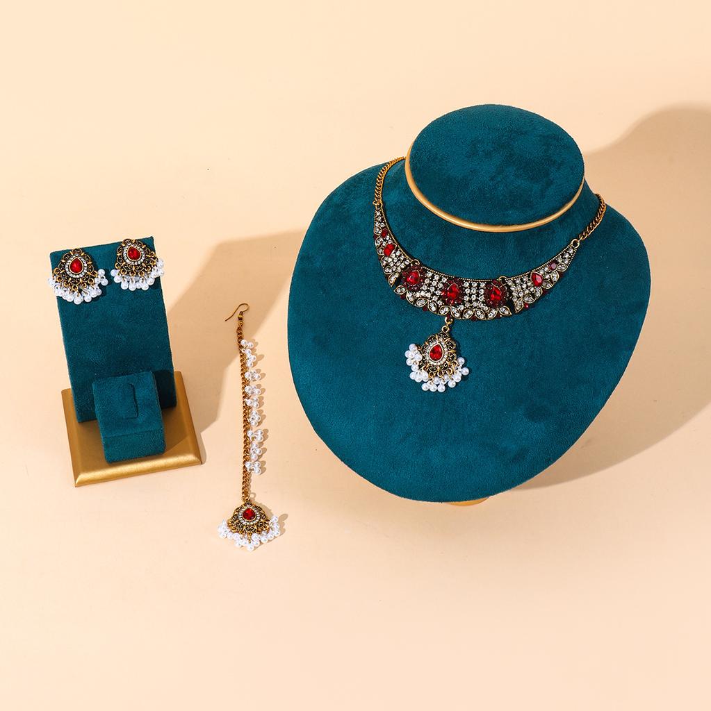 Vintage European - American Style Metal Jewelry Set - Trendy Necklace , Earrings & Hair Accessory for Women
