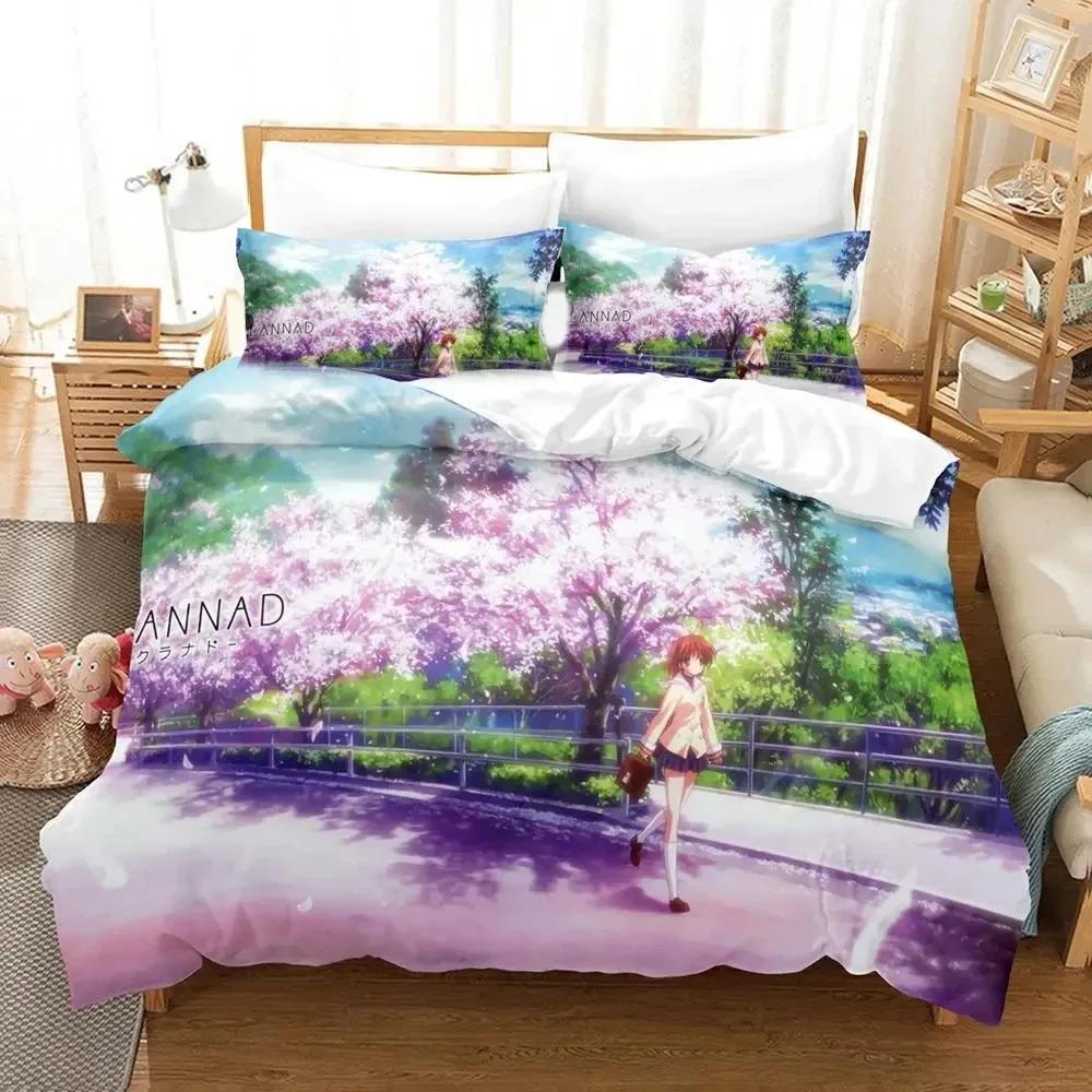 3D Печать Аниме CLANNAD Комплект Постельного Белья Пододеяльник Наволочка Одеяло Размер King Queen Для Мальчиков Взрослых Постельный Комплект