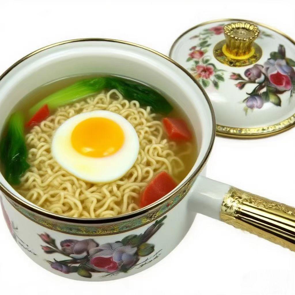 Универсальный эмалированный фарфоровый ковш с одной ручкой для молока, супа, лапши и детского питания - Совместим с индукционными/газовыми плитами