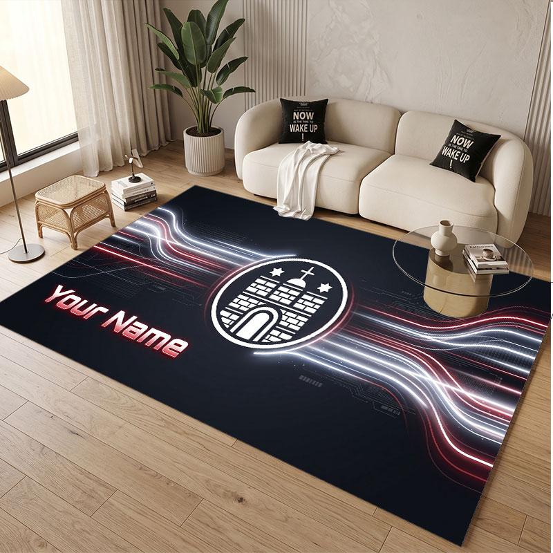 Custom Rug FC St. Pauli Pattern Print Name Text Soft Non‑Slip Floor Carpet for Home Indoor Decoration