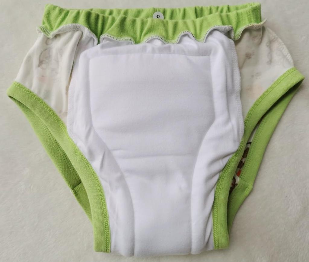 Waterproof Adult Diaper Cover, Incontinence Pants, Elderly Care Diaper, Bedwetting Cover, Training Pants, Green, Cute Monkey Design, ABDL (Size L)
