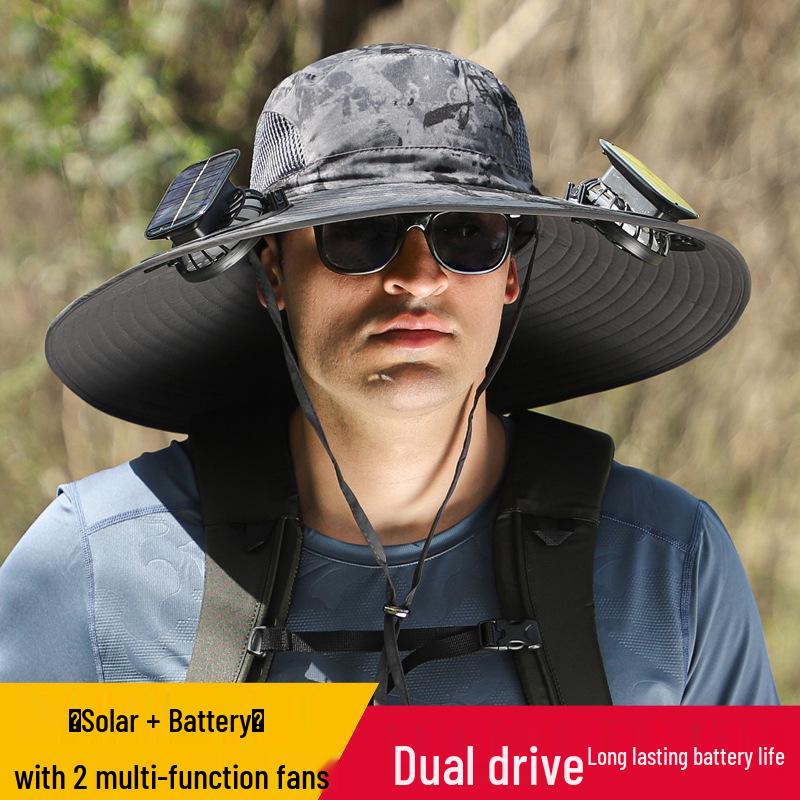 Men's Solar-Powered Cooling Hat with Fan for Outdoor Work