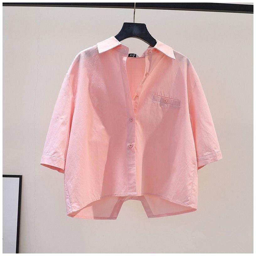 Женская однотонная повседневная рубашка в тон, простой свежий сладкий топ