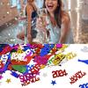1 комплект конфетти с счастливым годом 2024, элегантный черный, золотой, серебряный цвет, конфетти для вечеринок, праздничные украшения