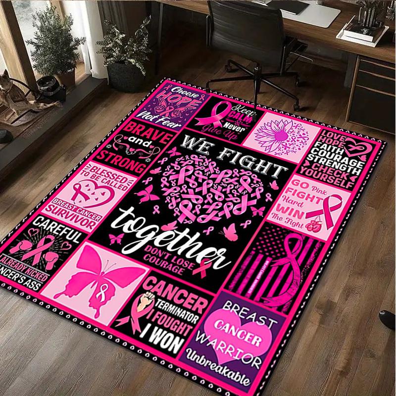 1Pc Breast Cancer Print Rug - Computer Chair Area Rug home decoration Carpet For Living Room Bedroom Flooring Mat