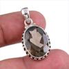 Natural Smoky Quartz Gemstone Handmade 925 Solid Silver Gift Pendant 1.25" Q8Y49