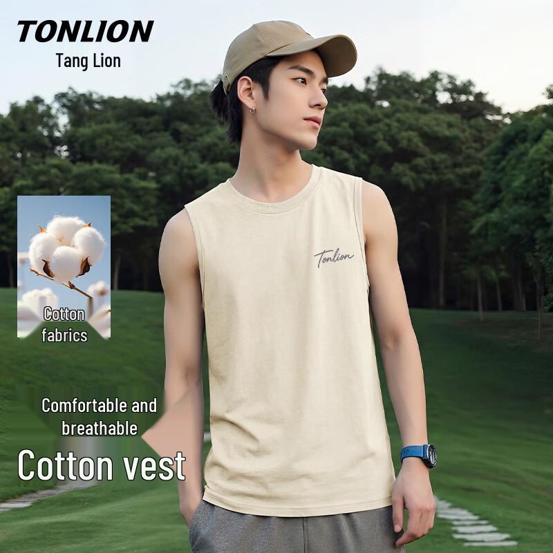 Мужская повседневная майка TonLion, 100% хлопок, без рукавов