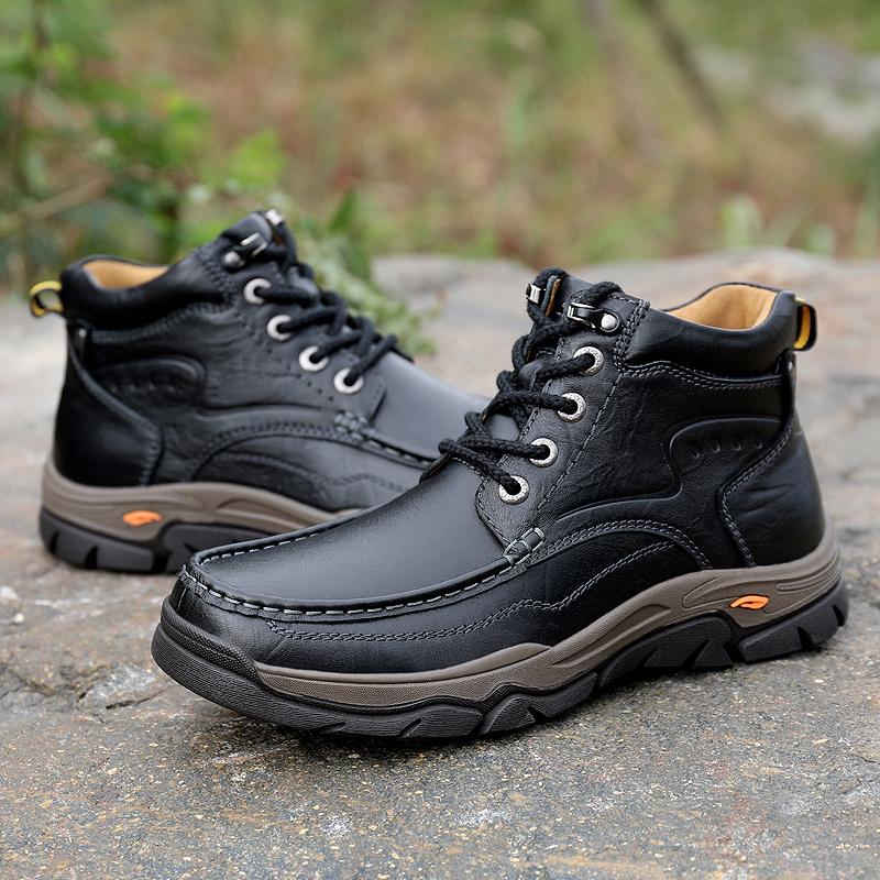 Мужская обувь из натуральной кожи, кроссовки, водонепроницаемые уличные мужские ботинки, зимние мужские походные ботинки