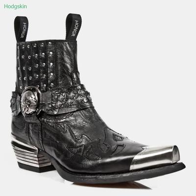 Модные слипоны с заклепками, осенние ботинки челси, металлическая декорация, заостренный носок, женские ботинки на массивном каблуке с увеличением высоты, черные модные ботинки