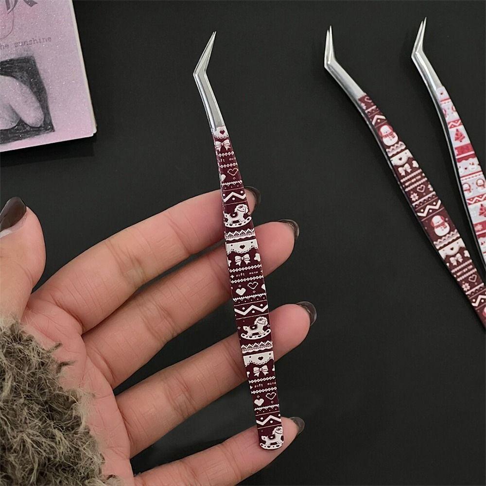 High Precision Curved Stickers Tweezers Anti-static Eyelash Curler Miniature Scene Stickers