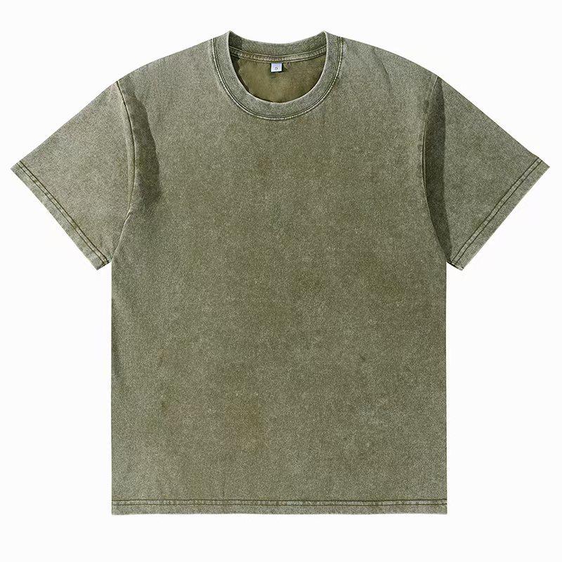 230 г Футболка тай-дай с вареным эффектом и потертостями, европейский крой, с круглым вырезом и приспущенным плечом