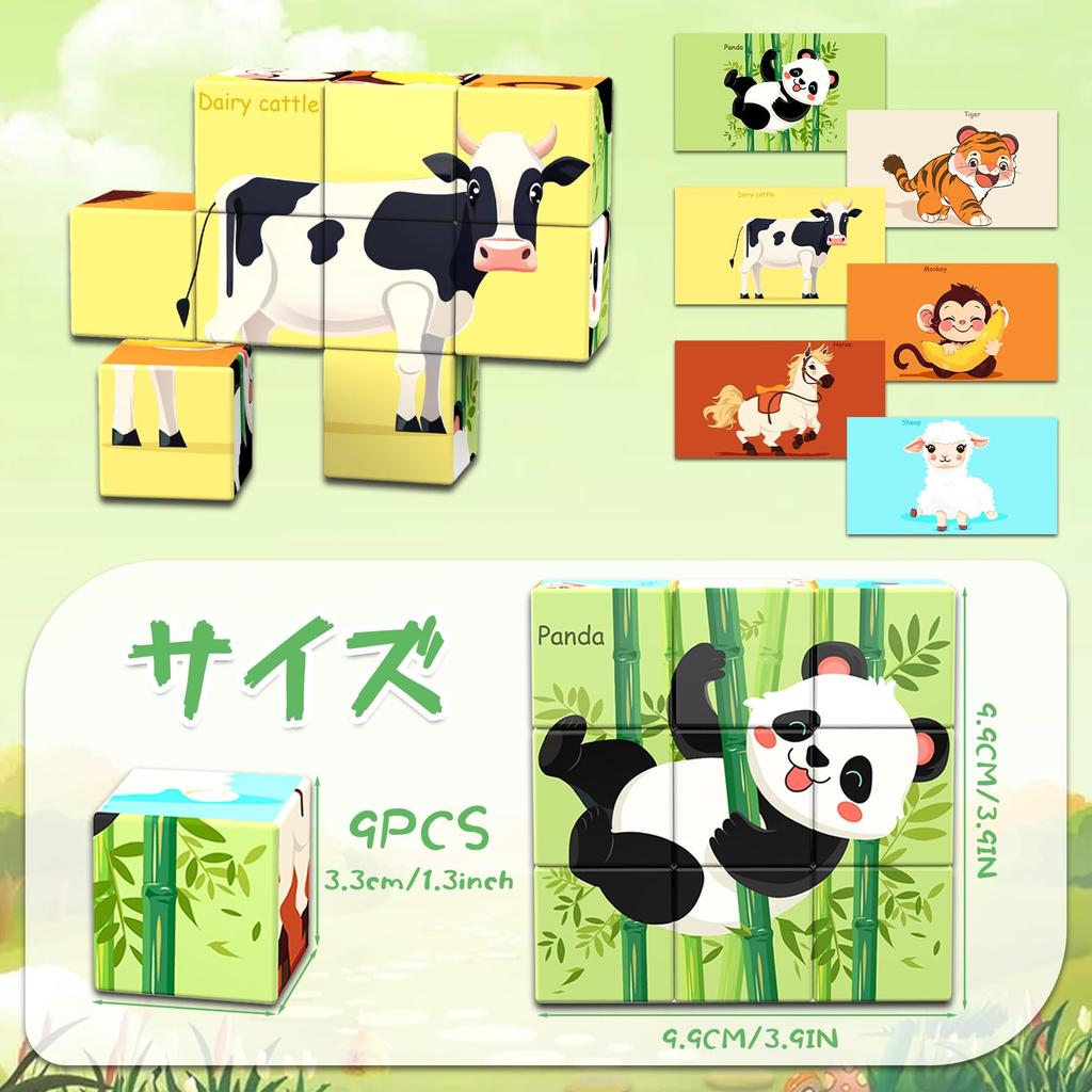 AOMACO Magnetic Block 3D Puzzle, 6-Theme, 6-Side Puzzle, Nine Palace Pattern, Magnetic Blocks, 9-Piece Set, Educational Toy, 3D Puzzle, Magnetic