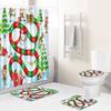 Christmas Shower Curtain Four-Piece Toilet Floor Mat Non-Slip Doormat Water Absorption And Dust-Proof Carpet