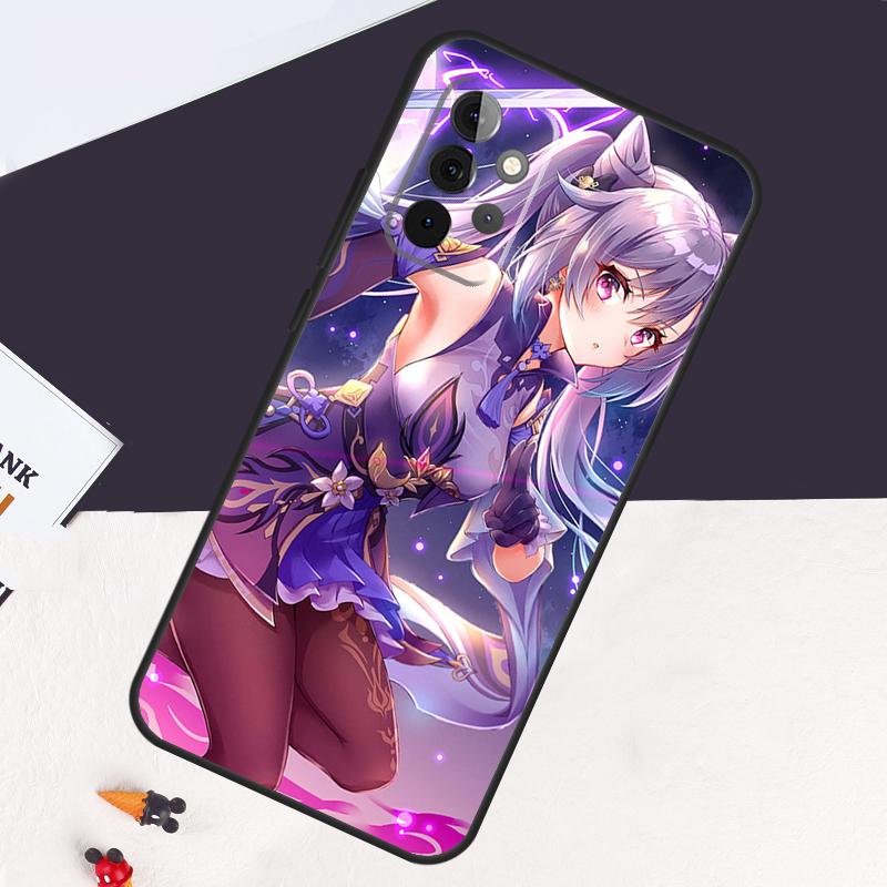 Чехол Genshin Impact Кэцин для Samsung Galaxy A53 A15 A22 A52 A32 A54 A14 A16 A26 A36 A56 A55 A35 A05 A06 A33 A13