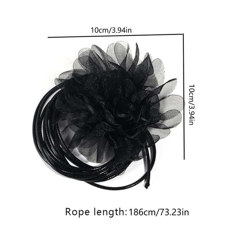 Ожерелье-чокер с цветком Элегантное ручной работы Цветочное ожерелье-воротник Вечеринка Ювелирные изделия Тканевый материал Подарок для женщин и девушек