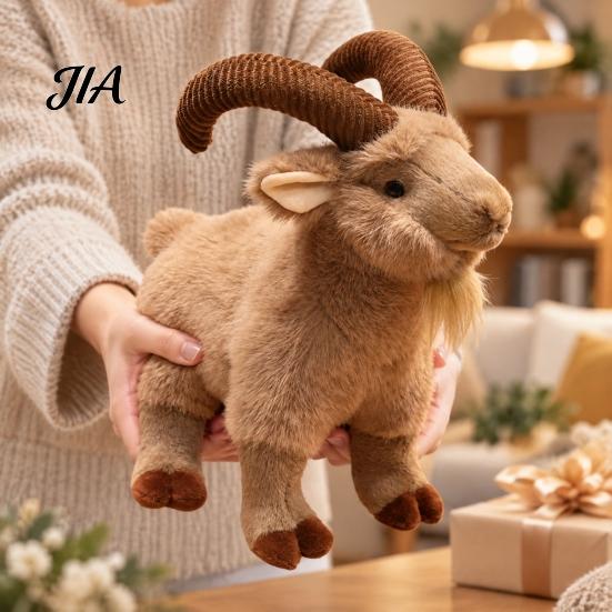 Cuddly Animal Doll Fluffy Goat Plush Toy, Cartoon Stuffed Sheep Doll, Halloween Gift for Kids Soft Polyester Fiber Companion Collectors Cute