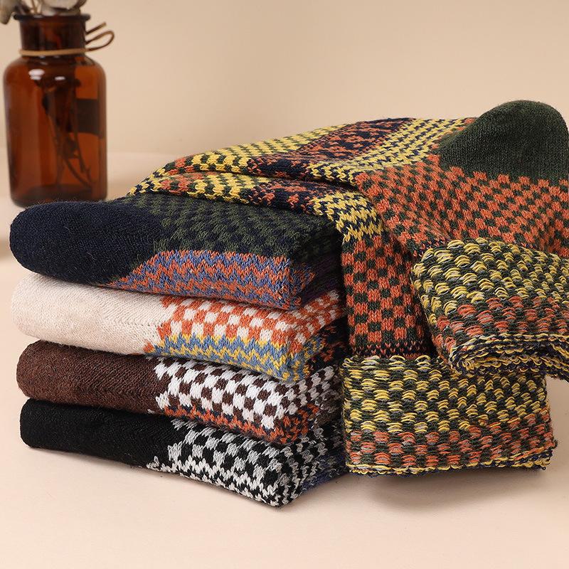 Мужские толстые носки Tribal Totem Retro - 5-10 пар, средней длины, теплые для осени/зимы.