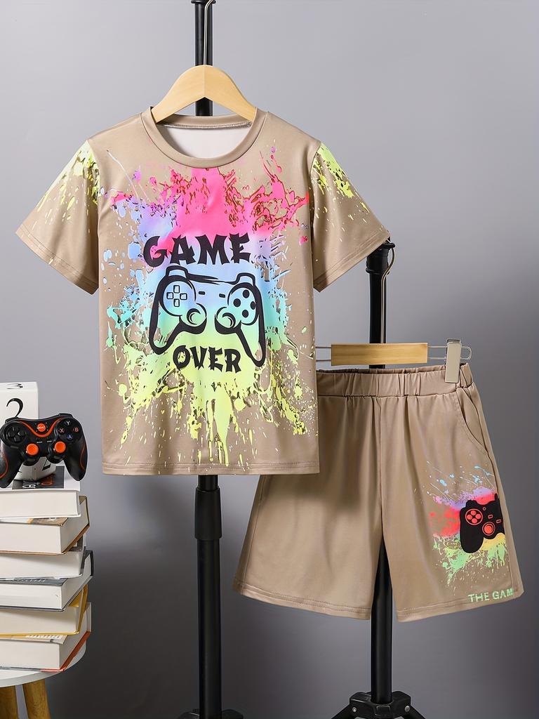 Детская одежда Костюм для мальчика с коротким рукавом Мальчик Детские шорты 3D Game Handle Модная детская летняя одежда Детские комплекты