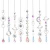 1pc Crystal Wind Chime Moon Sun Catcher Diamond Prisms Pendant Dream Catcher Rainbow Hanging Drop Home Garden Decor Windchime