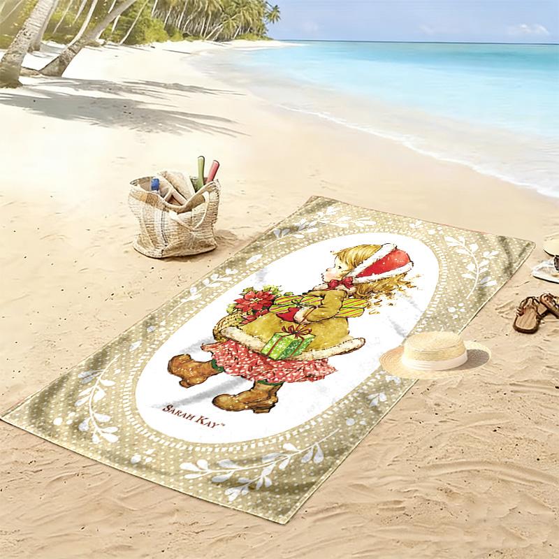 SaraKey Print Beach Towel, Large Soft Quick Dry Towel for Beach Camping Swimming