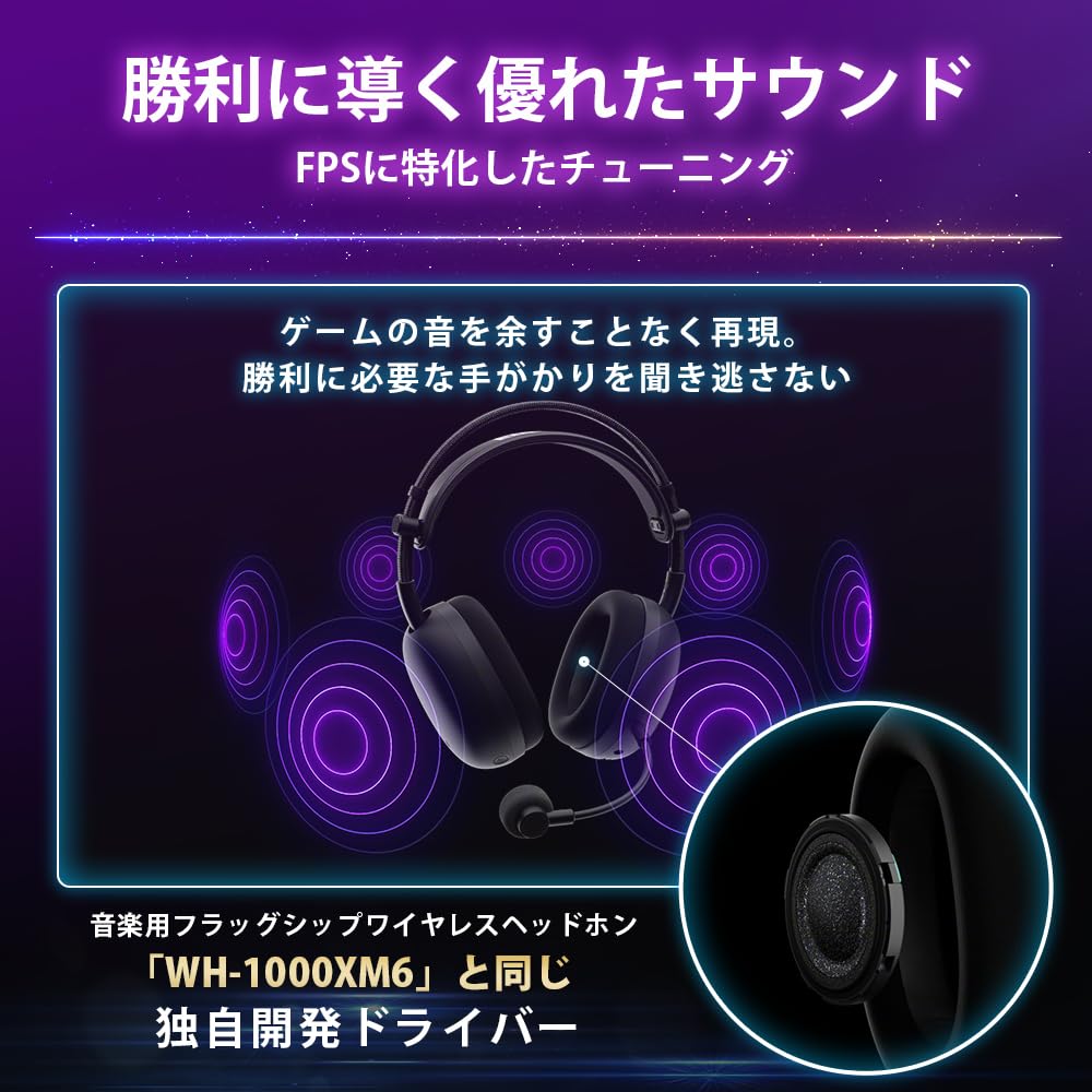 Sony INZONE H9 II Gaming Headset WH-G910N Wireless Bluetooth Noise Cancelling 3D Sound Low Latency Boom Mic Black