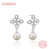 Линдон стерлингового серебра 925 пробы синтетический жемчуг серьги серьги-капли для женщин подарки на свадьбу