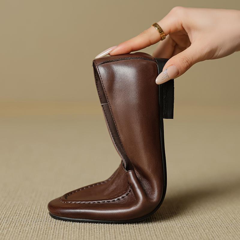 Мода 2025 Новое поступление Женские туфли-лодочки на плоской подошве из натуральной кожи Мягкий комфорт Повседневная обувь Женские базовые весенне-летние туфли-лодочки