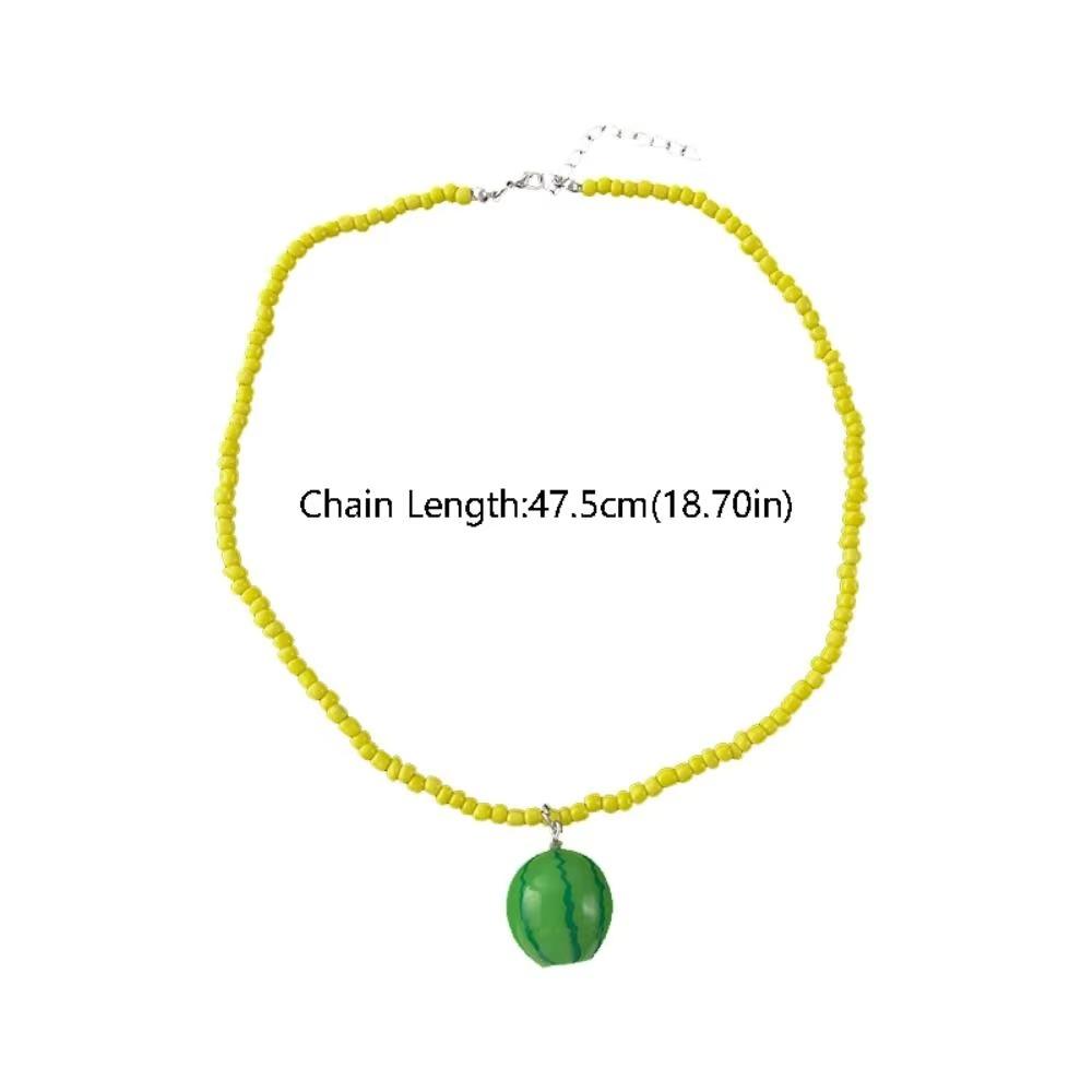 Apple Strawberry Lemon Bead Necklace Fresh Fruit Party Choker Fruits Pendant Necklace Women Girls