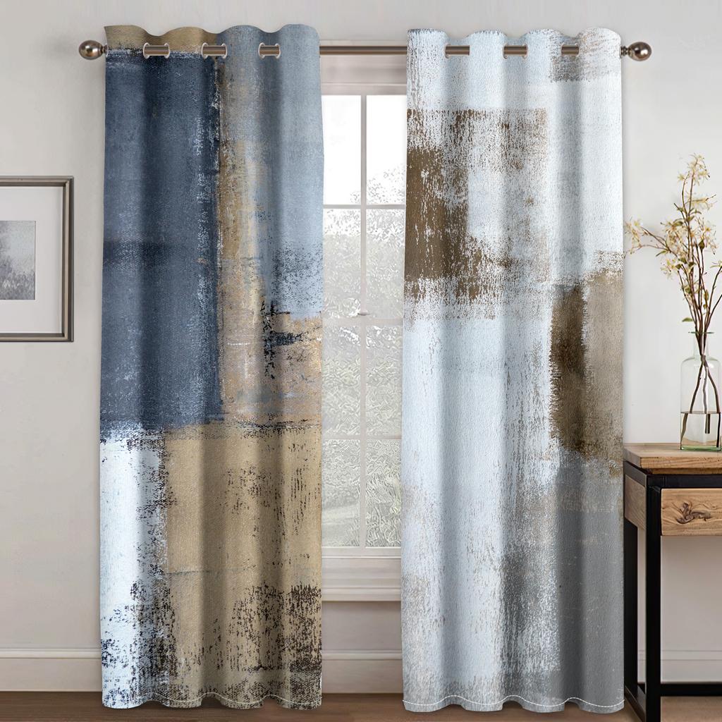 Сине-серые граффити-арт-текстура абстрактный дизайн искусство бесплатная доставка 2 шт. тонкие затемняющие оконные шторы для гостиной спальни