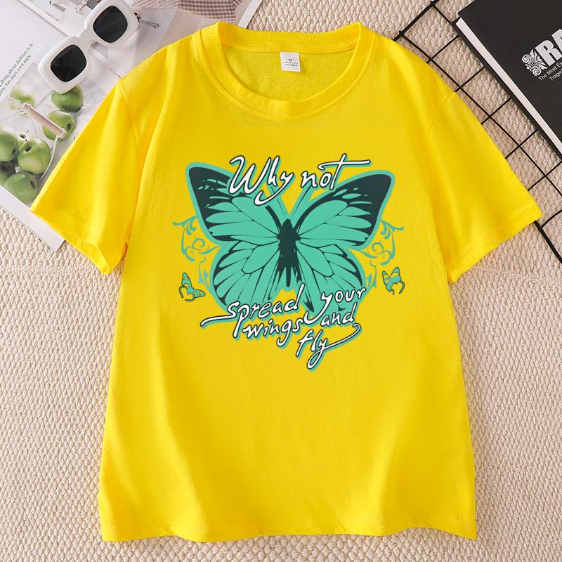 Funny Butterfly Tshirt Casual Short Sleeve Cotton Printed TShirt Unisex Casual Crew Neck Short Sleeve T Shirt Streetwear