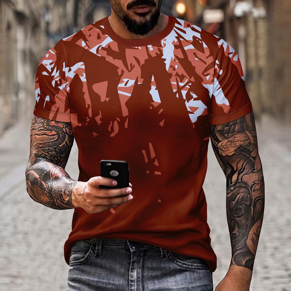 Мужская новая футболка, модная универсальная футболка из полиэстера с 3D принтом, спортивная, для бега, для фитнеса, с коротким рукавом, уличная одежда больших размеров, повседневный топ