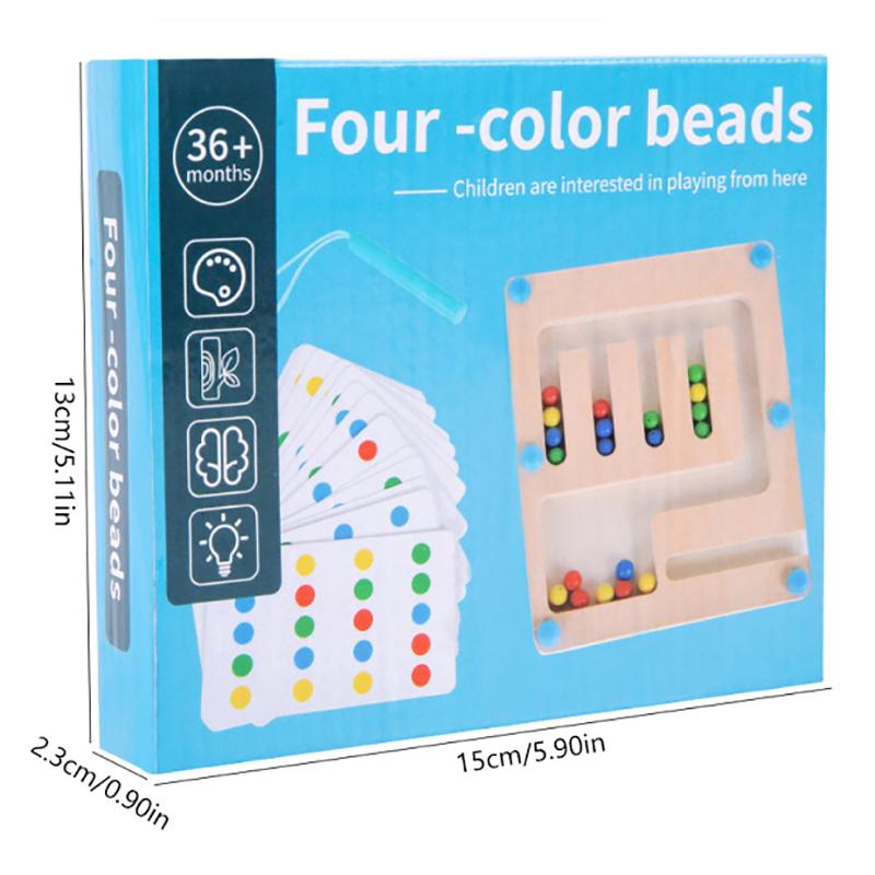 Магнитный лабиринт с четырьмя цветными шариками, детская развивающая игрушка для раннего обучения цветовой классификации