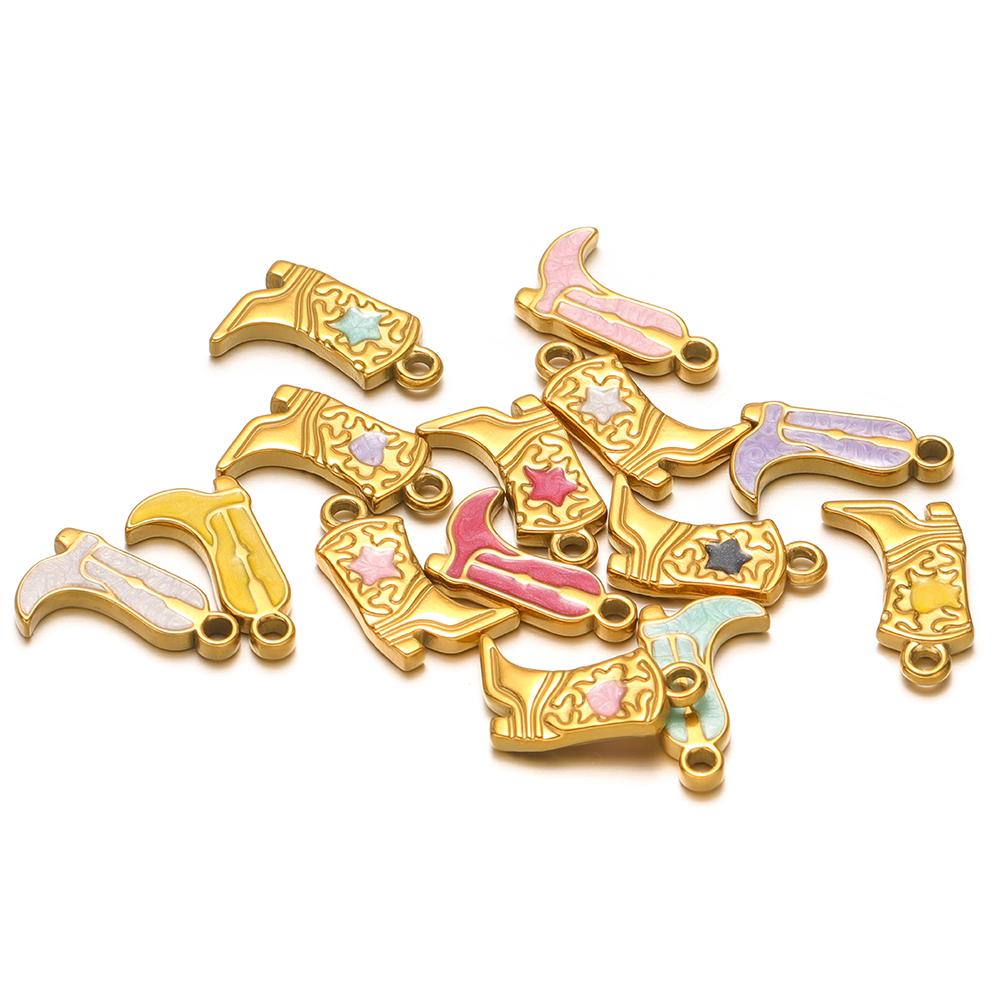 5pcs Stainless Steel Enamel Heart Star Martin Boot Shoes Charms for DIY Jewelry Necklace Bracelet Earring Making Accessories