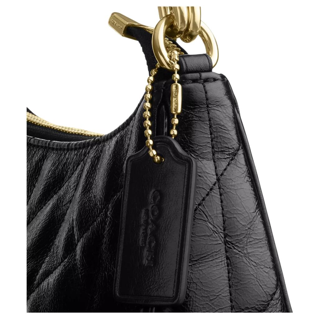 Coach Teri 15 Zipper Cover Leather Mini Shoulder Bag Women Bags Gold Black CDY83-IMBLK