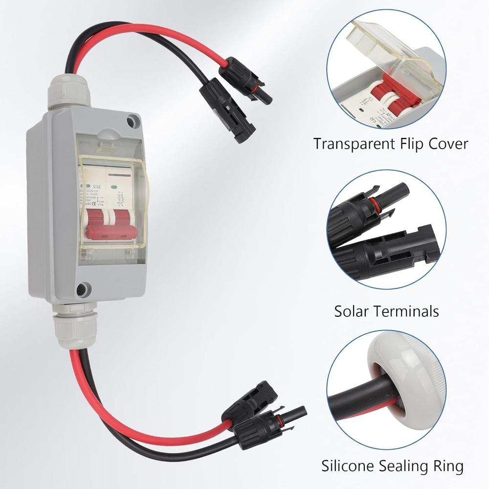 Metal PV Disconnect Switch 2 Pole Miniature Circuit Breaker Disconnect Switch For Solar PV Homes