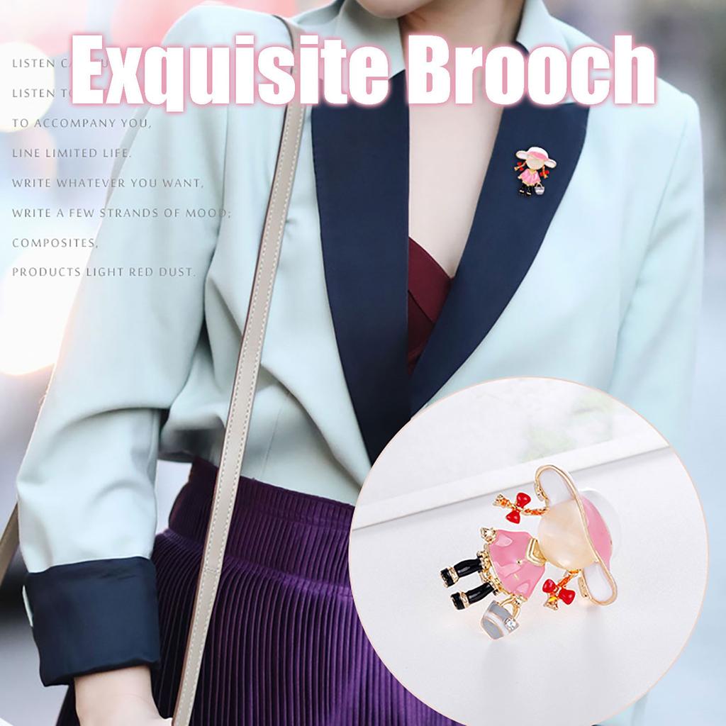 Fashion Little Girl Picnic Girl Double Ponytail Bow Girl Brooch