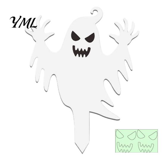 Pathway Decoration Stakes Halloween Ghost Garden Stake, Spooky Glow-in-The-Dark Yard Sign, Pumpkin Scarecrow Acrylic for Lawn Front Courtyard