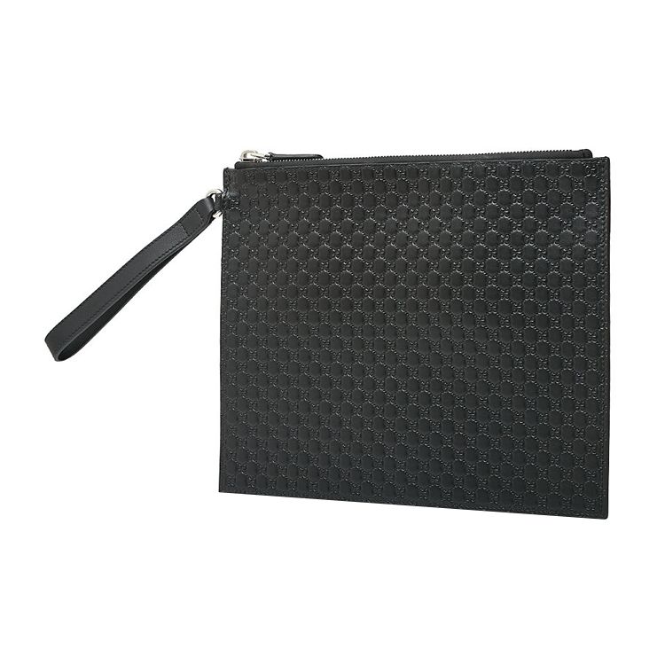 Gucci Double G Series Monogram Embossed Leather Clutch Men Clutch Black 544477-BMJ1N-1000