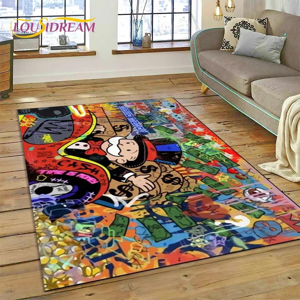 Game Dollar Monopoly Cartoon Money Carpet Rug for Bedroom Living Room Home Sofa Decoration,Children Game Large Decor Floor Mat