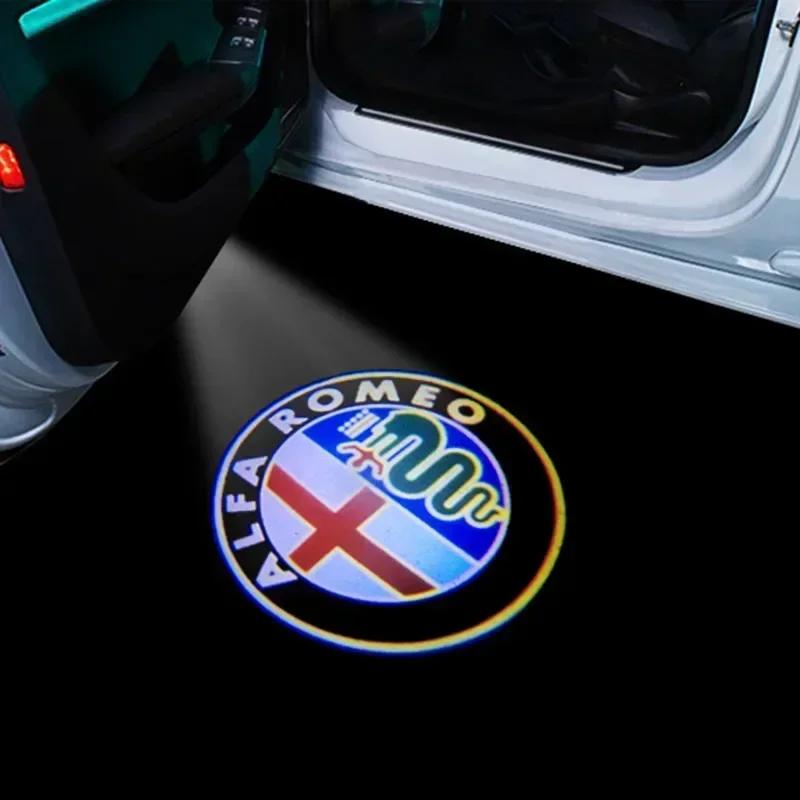 Car Sticker For Alfa Romeo 159 147 2Pcs Car Door Welcome LED Lights Logo Laser Decor Project Ghost Lamp For Alfa Romeo Sportiva abc012